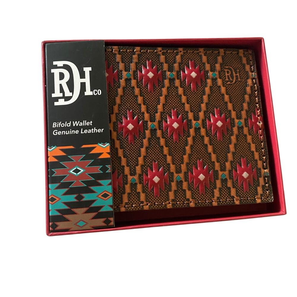 NWT Red Dirt Hat Bifold Leather Wallet Geometric Southwest Rodeo 23111881W16